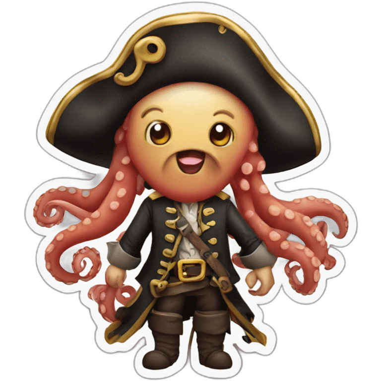 pirate cute octopus sticker emoji