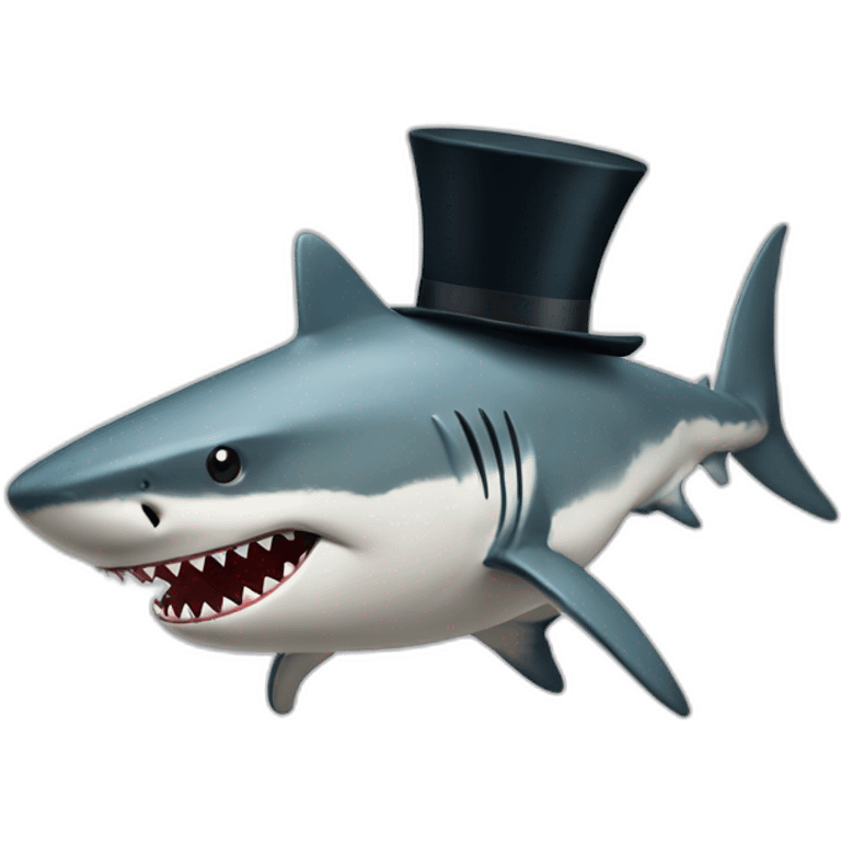 Shark with a top hat emoji