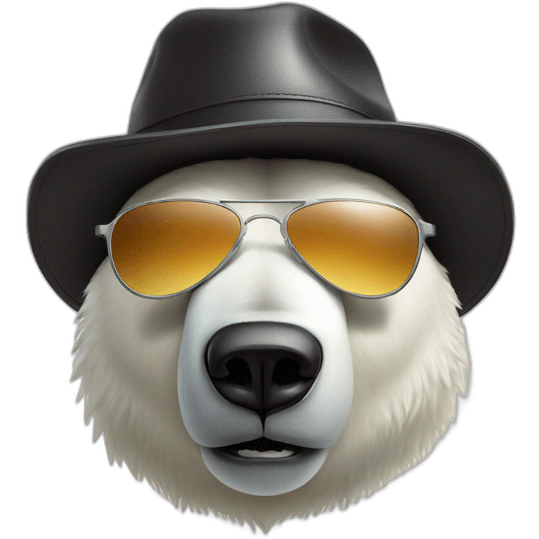 Polar bear with sunglasses and leather hat emoji