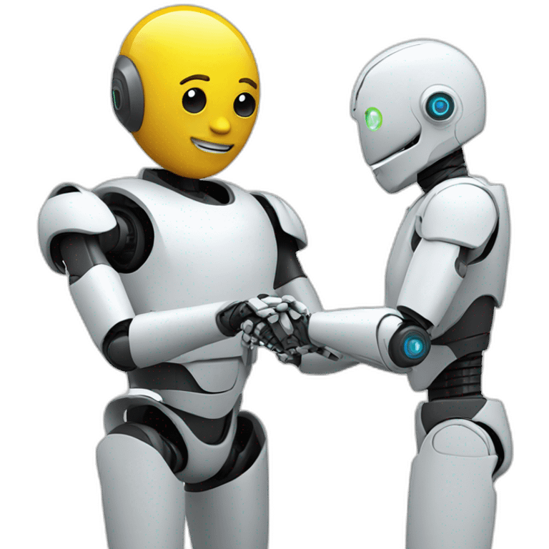 a robot and a human shaking hands emoji