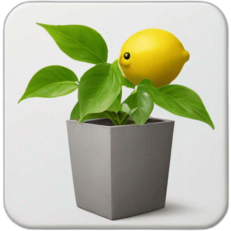 lemon Epipremnum aureum on a cement square pot emoji