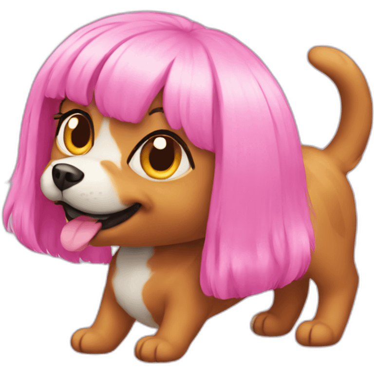 cat and dog with pink wig emoji