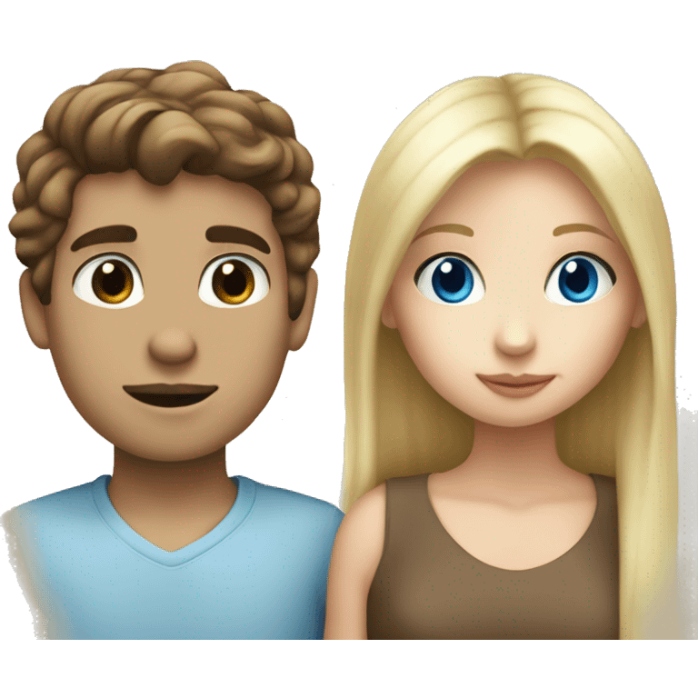 Brown hair boy kissing blonde hair blue eye girl  emoji