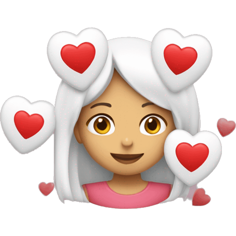 Chica Pelirroja con corazones blancos  emoji