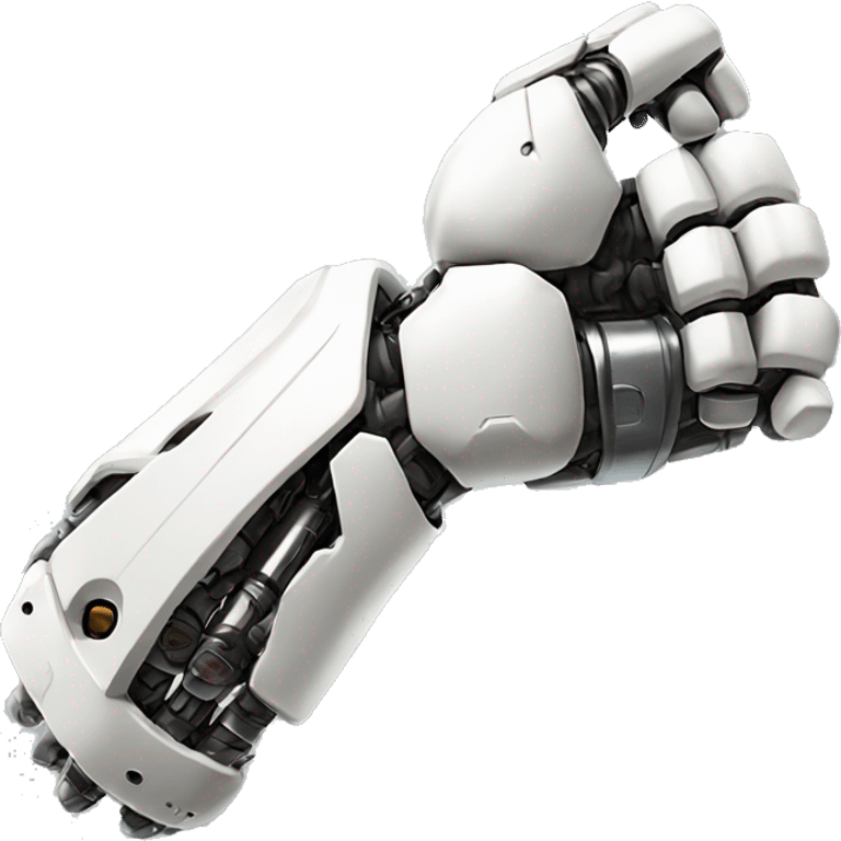 White mechanical cyborg arm and bicep emoji