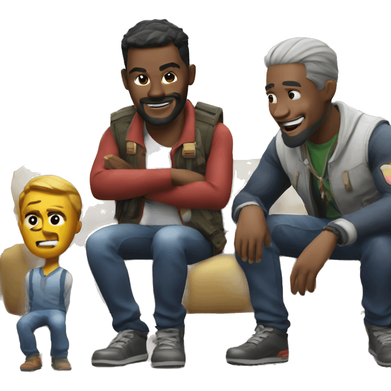 Uncle playing Fortnite with colleague boys emoji