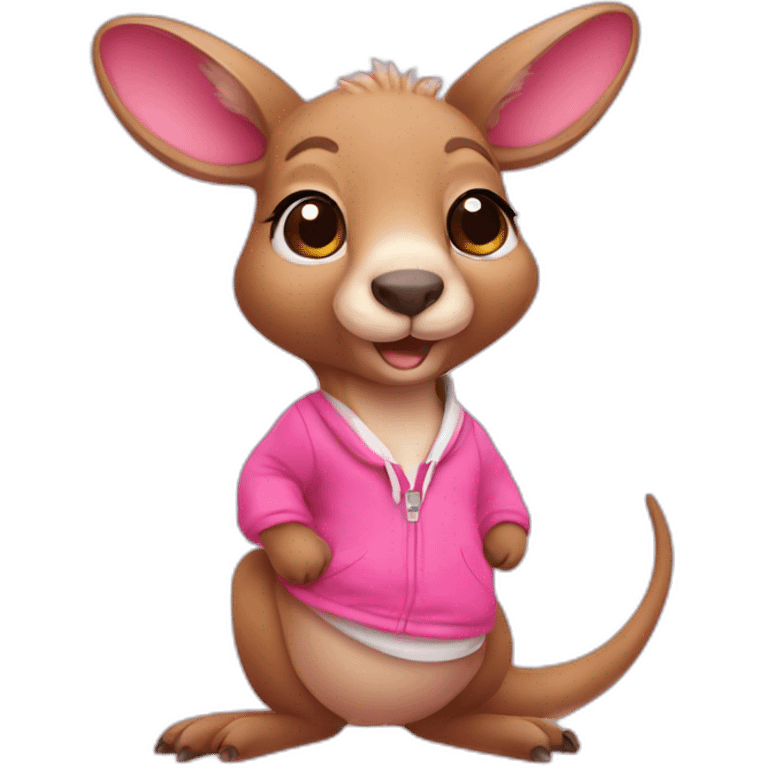 Pink haired kangaroo with cute pink clothes emoji