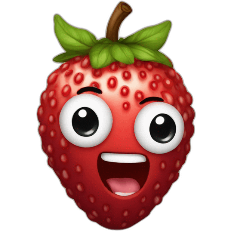 a talking berry which is red and singing emoji