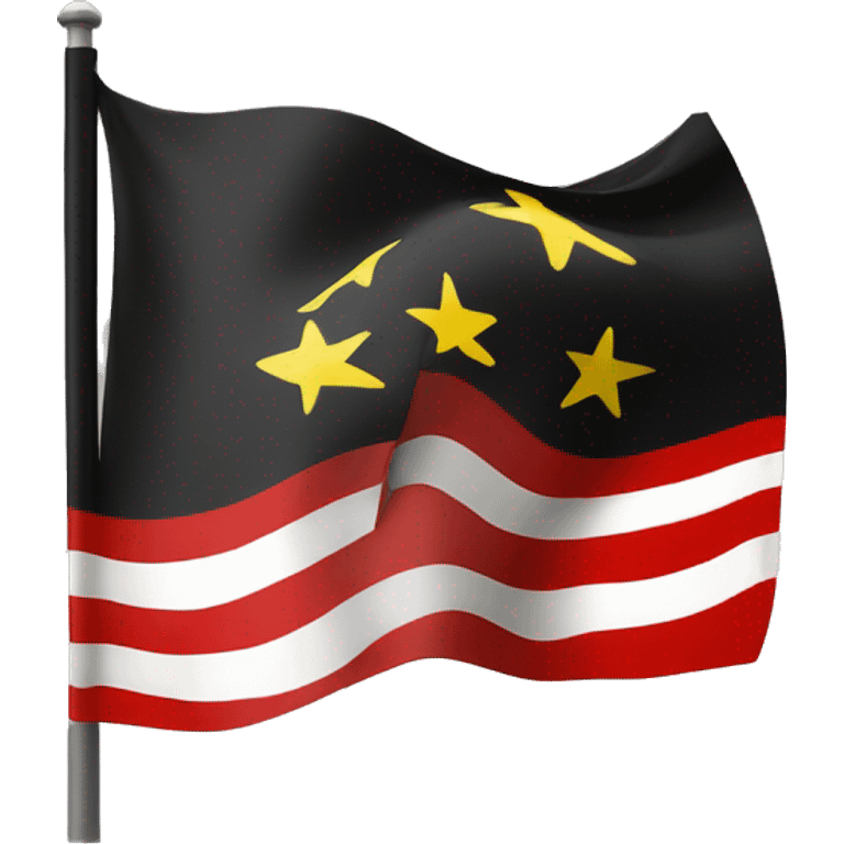 flag with black top and red bottom then yellow circle in the centre emoji