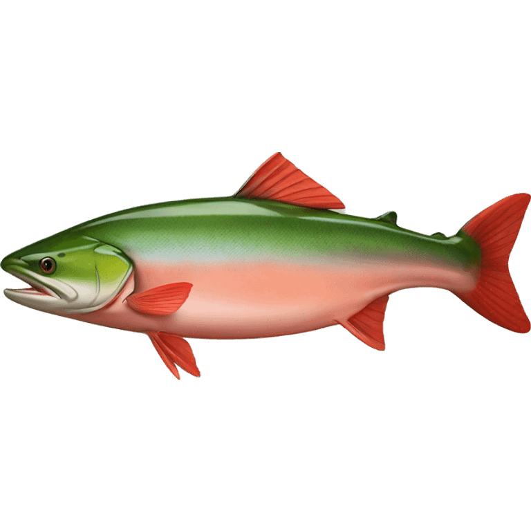 red sockeye salmon with green head facing to the left emoji