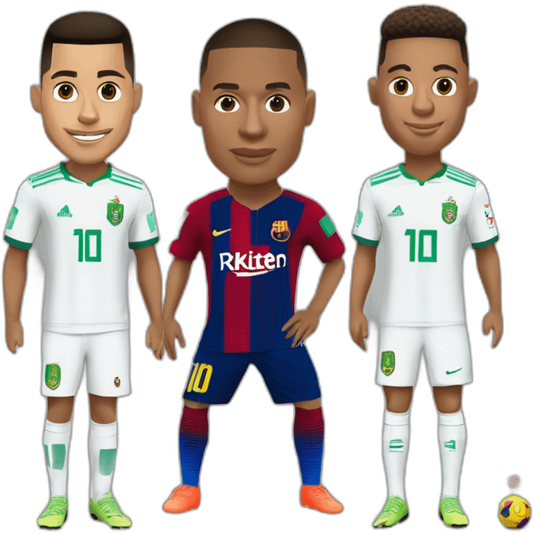 CR7 et Mbappe et Neymar et Messi avec le maillot de l'Algérie emoji