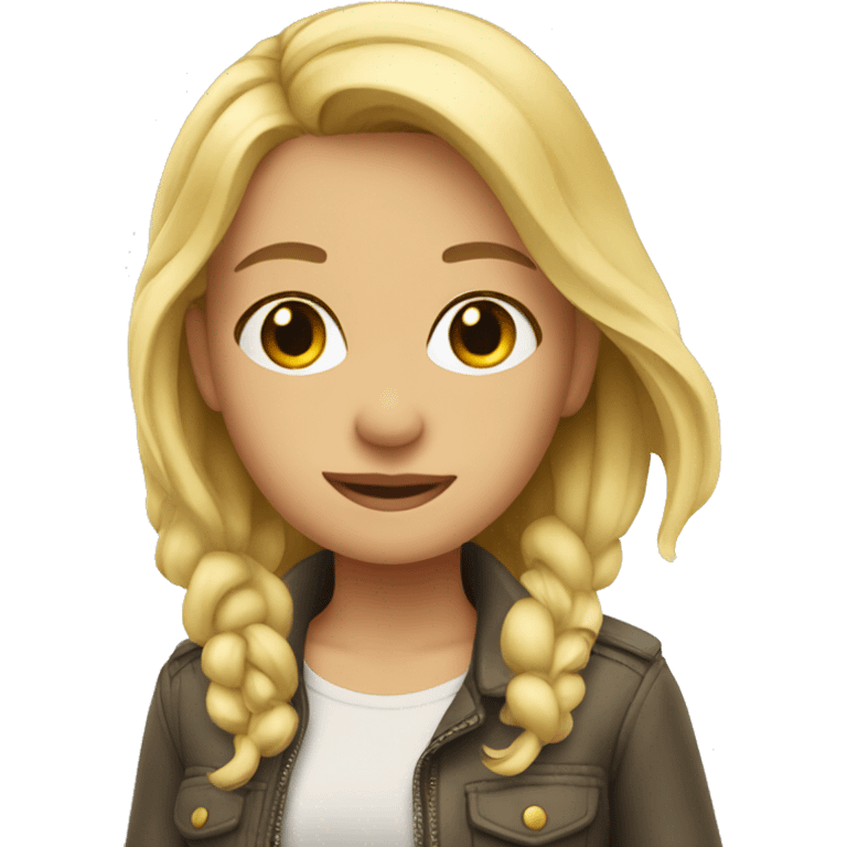 A blonde girl by a plane emoji