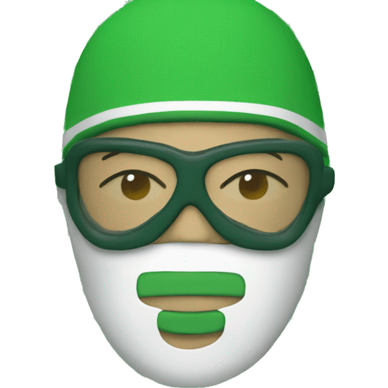 green and white ski mask without glasses emoji