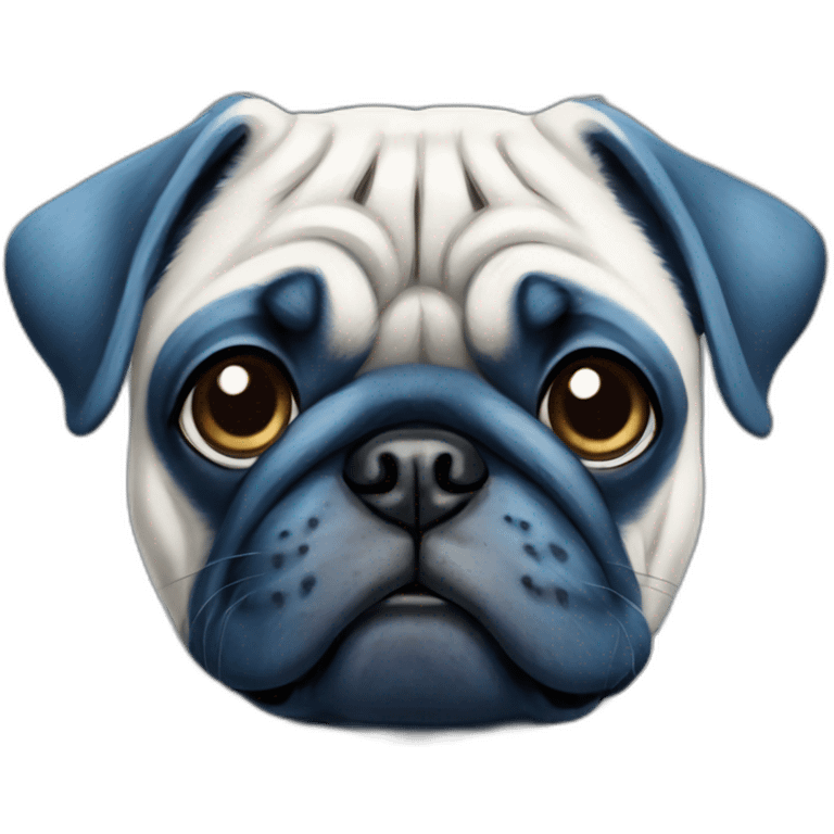 blue and white painted pug emoji