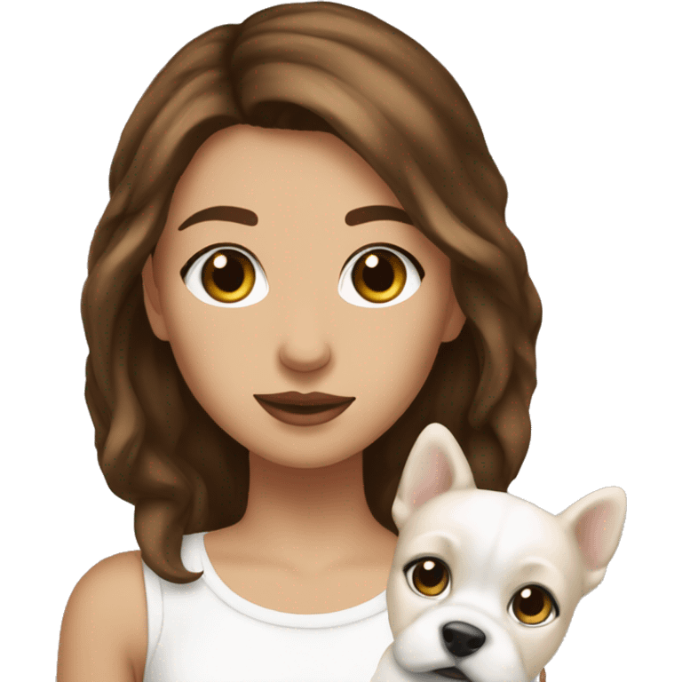 Slay Girl with brown hair and brown eyes with white puppy s emoji