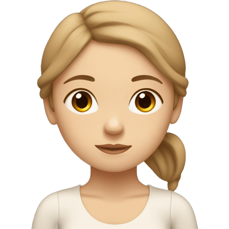 a girl with light brown hair and light skin doing yoga close eyes in beige set emoji