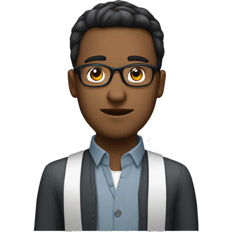 stand young man of about 20 years old, networker and trader with glasses emoji