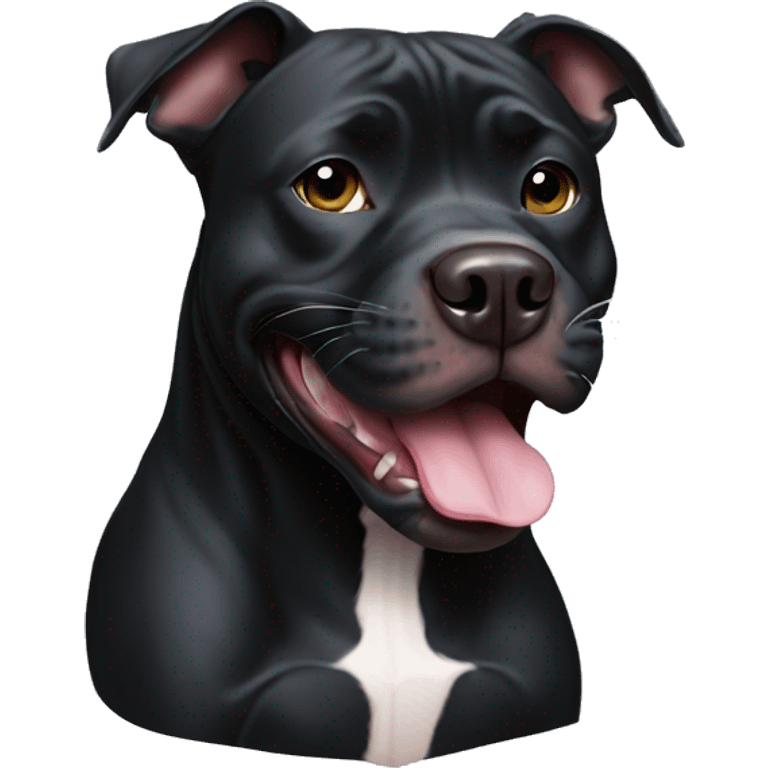 black pitbull using floss emoji