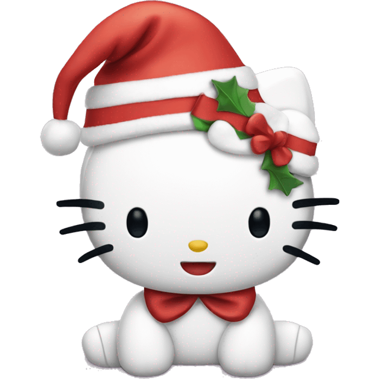 hello kitty wearing christmas hat emoji