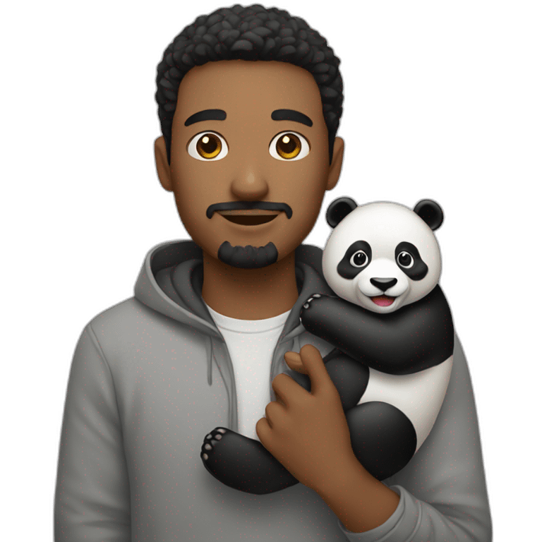 Man holding panda emoji