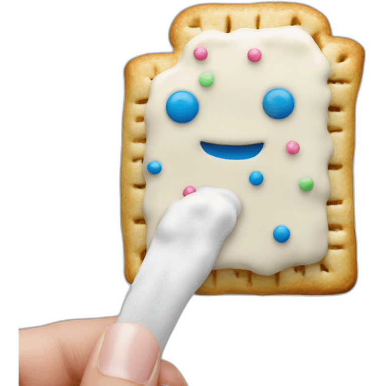 poptarts formed into shape of a hand with frosting emoji