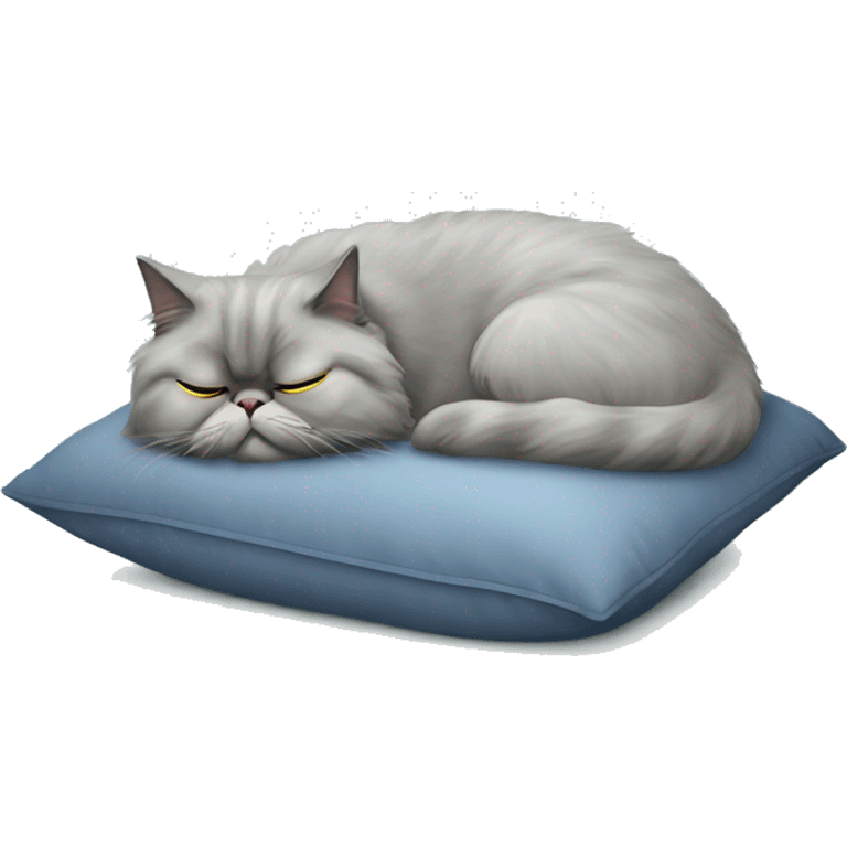 Grey Persian cat napping on pillow  emoji