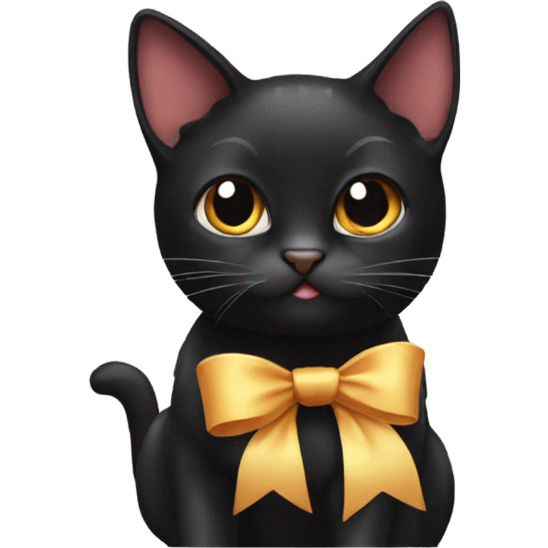 Black cat with bow  emoji