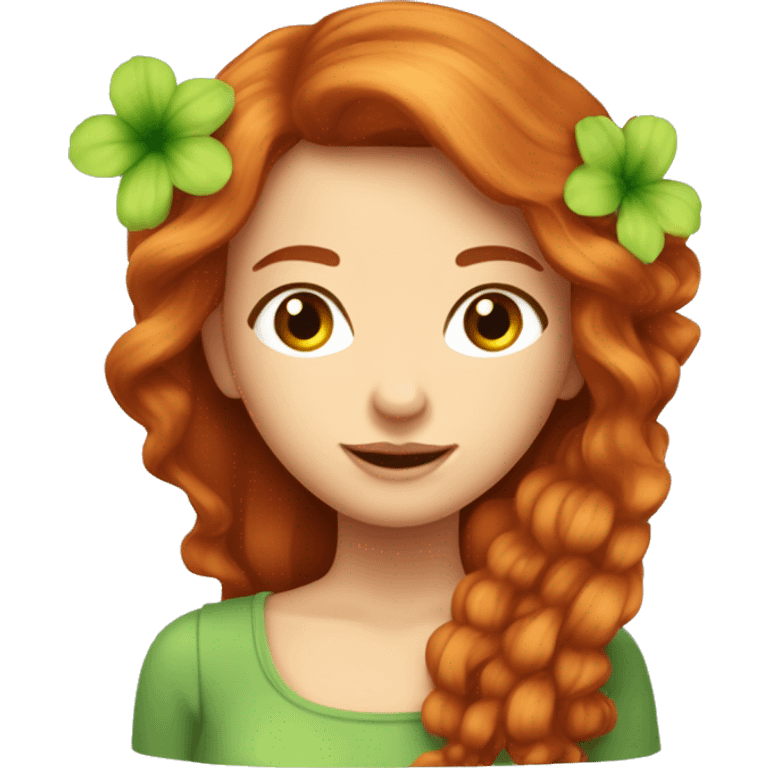 fille rousse cheveux long avec yeux verts et une fleur dans les cheveux emoji