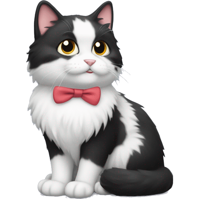 fluffy tuxedo cat emoji