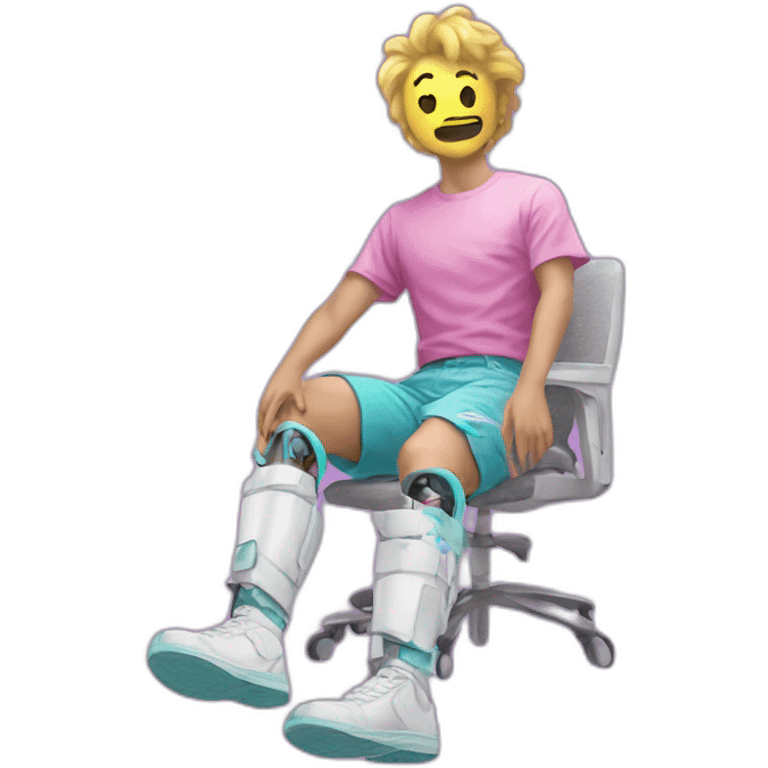 Vaporwave person with prosthetic leg  emoji