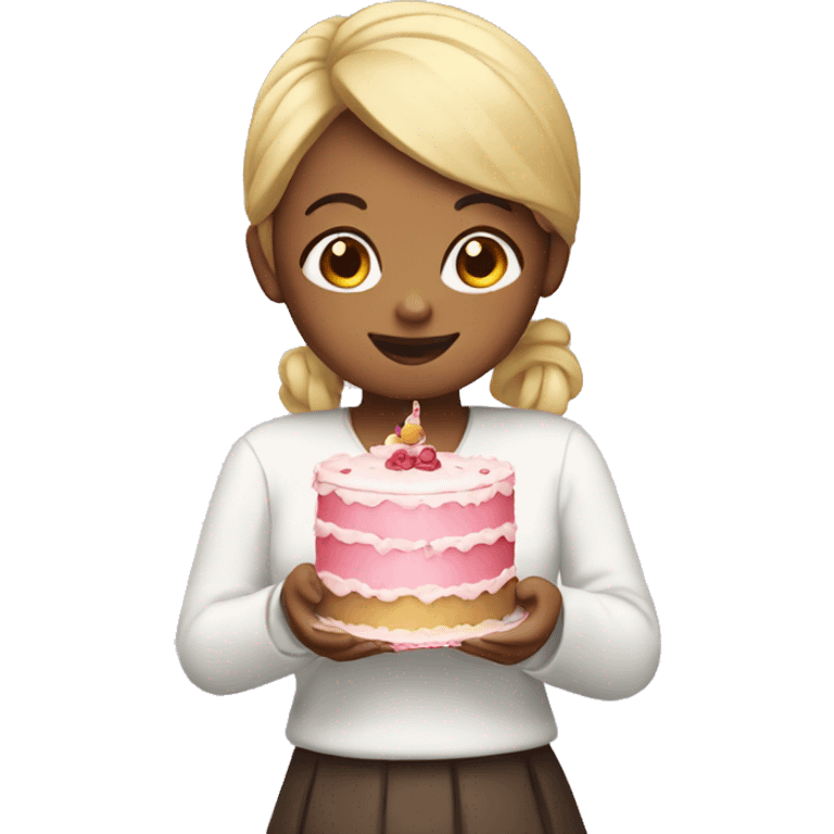 A girl with a cake in her hands emoji