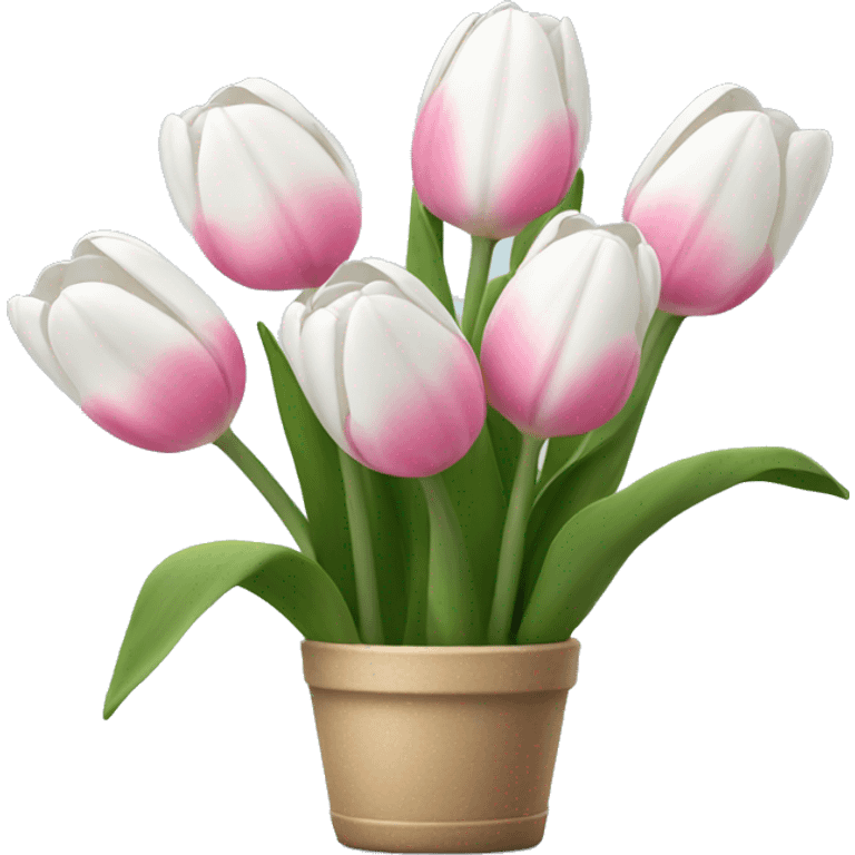 white and pink tulips emoji