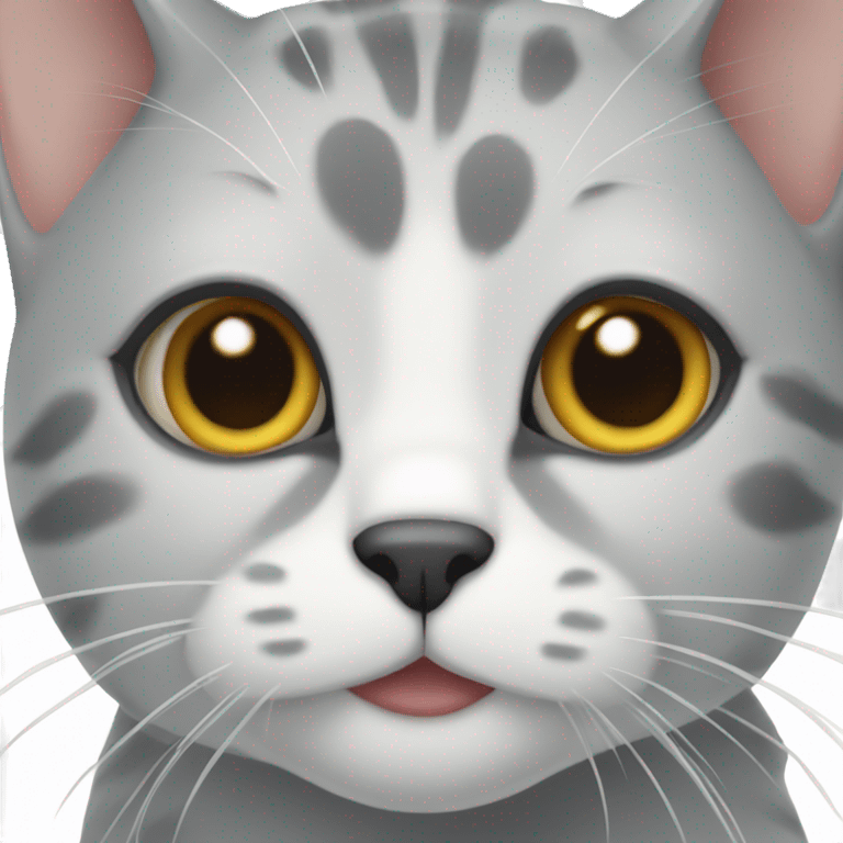 Cat grey and white with grey spot on left side of the nose emoji