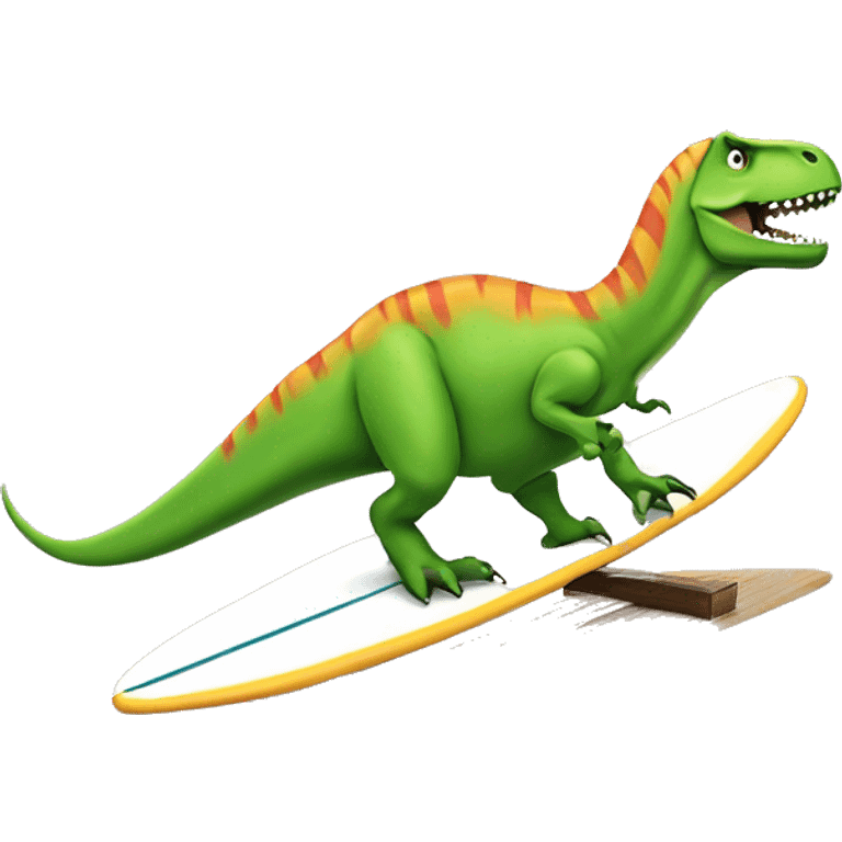 t-rex on a surfboard emoji