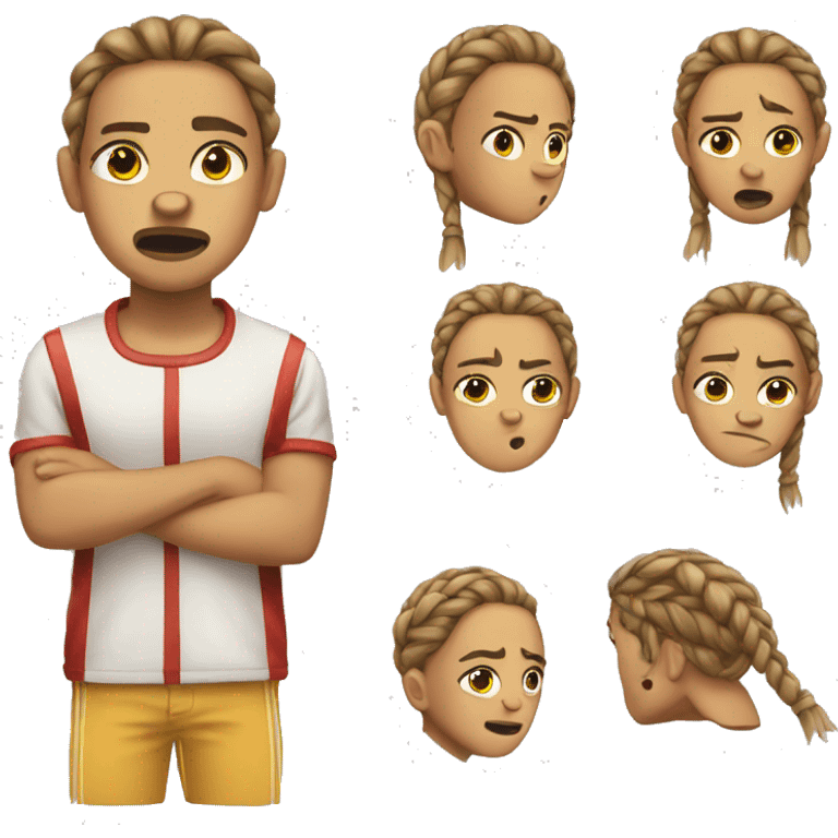 crying emoji with 2 boxer side braids emoji