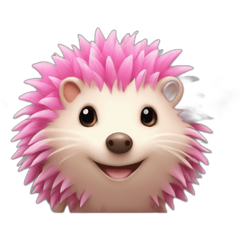 pink hedgehog with flower emoji