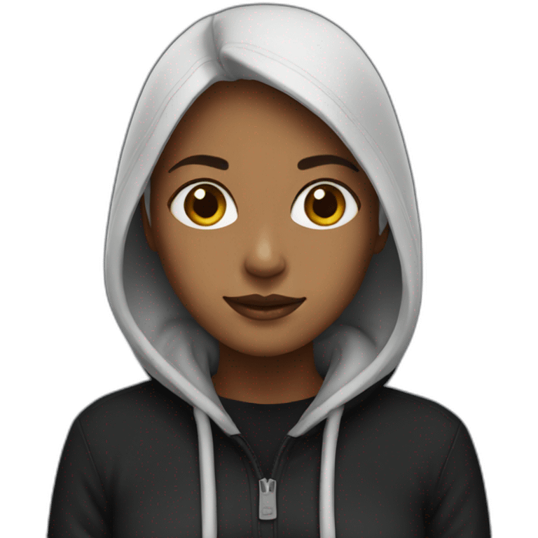 woman with a black hoody emoji