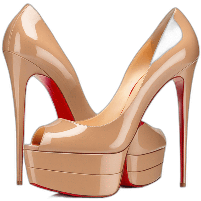 Louboutin nude patent Leather Lady Peep Toe Platform emoji