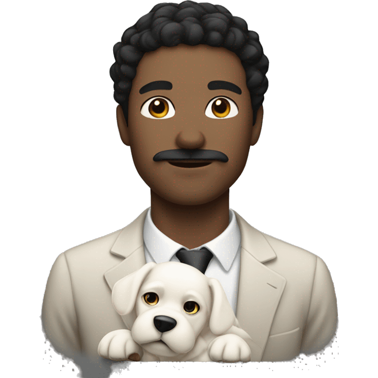 Black haired man with a mustache, light skin, and a white puppy emoji