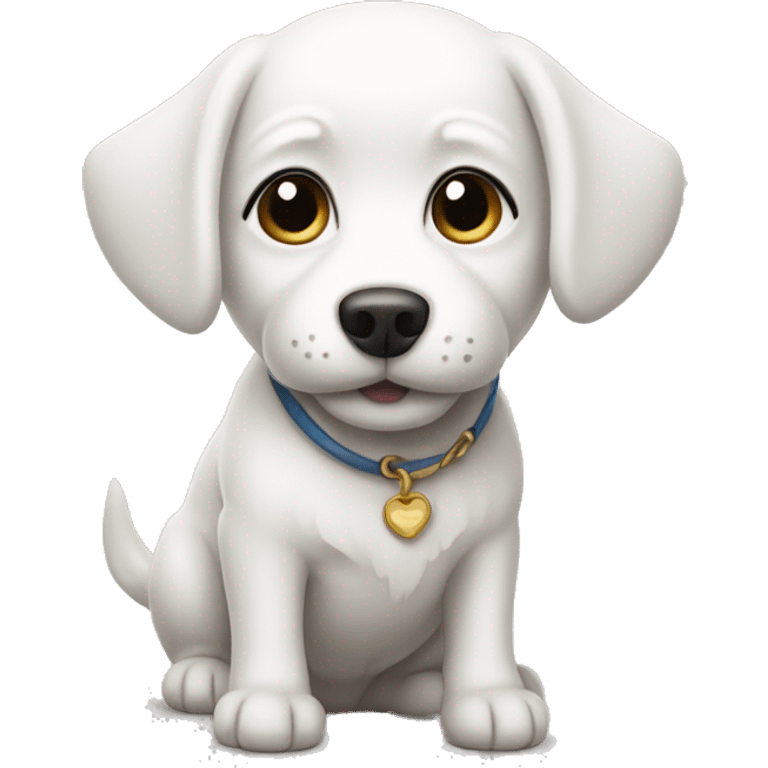 White little dog, with emoji