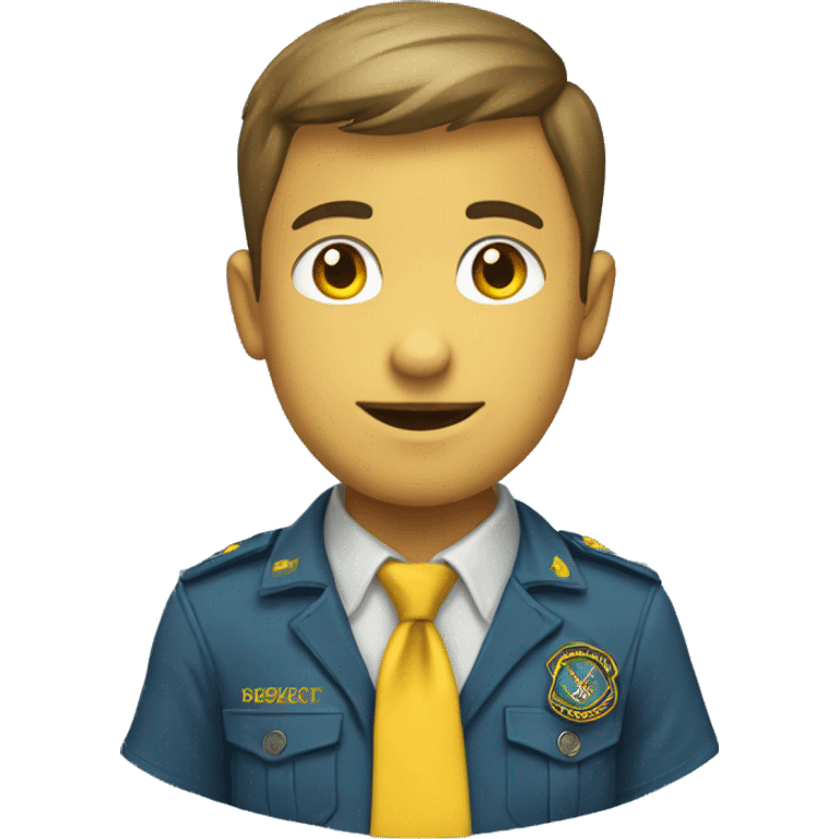 boyscout with rolled necktie in blue and yellow emoji