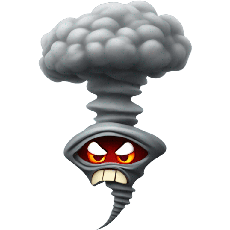 a tornado that is angry with red eyes emoji