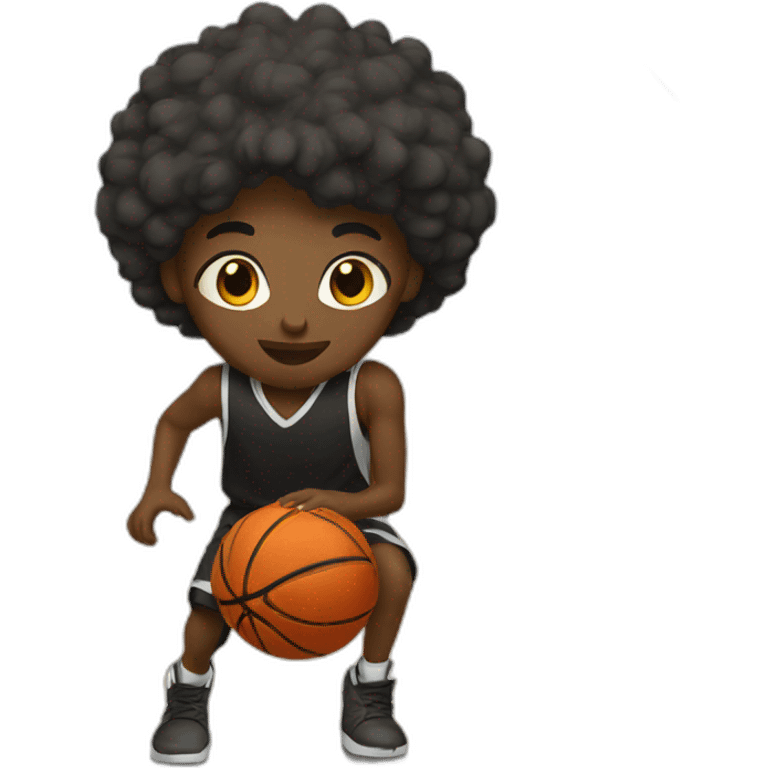 Black person playing basketball emoji