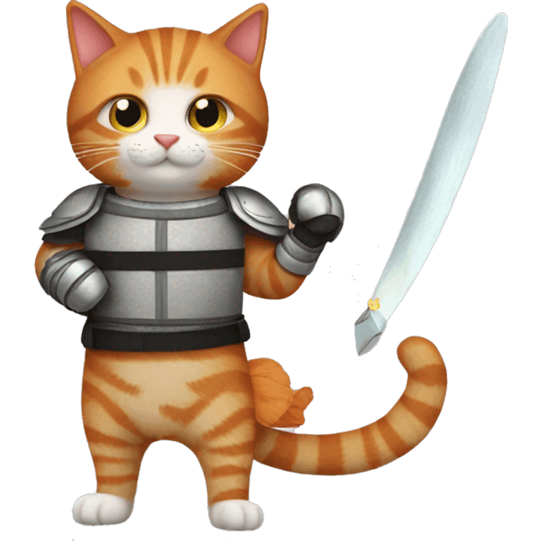 ginger cat,boots and a fencing sword emoji