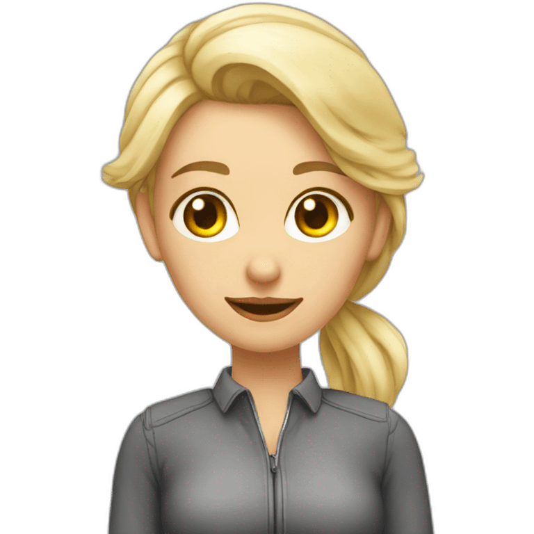 chat gris sur genoux fille blonde emoji