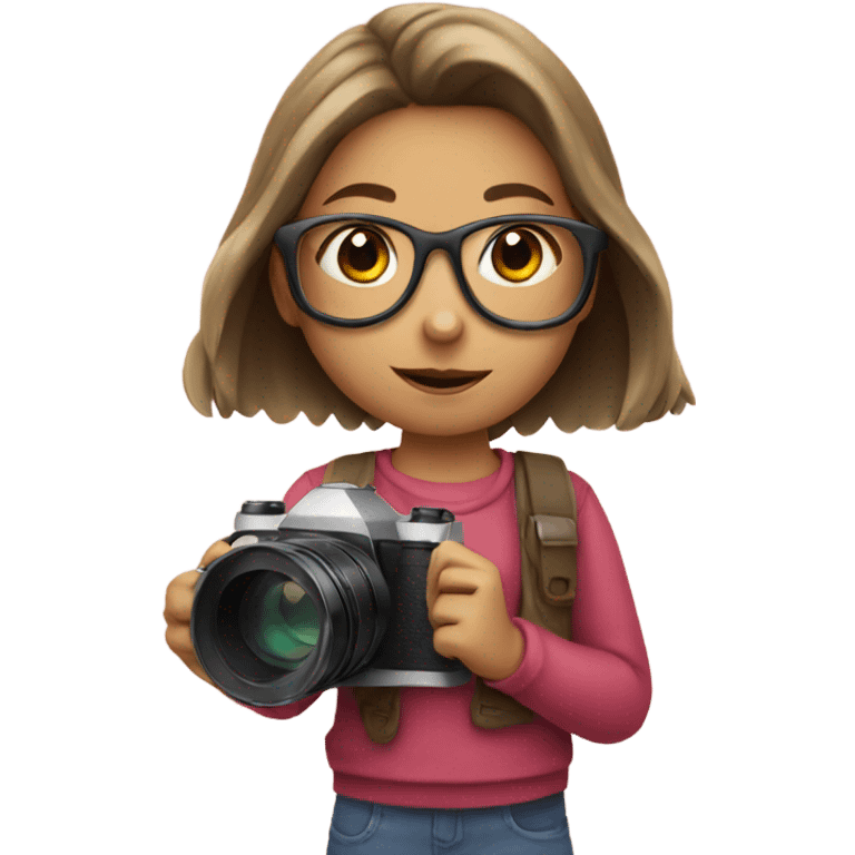 girl with a camera and a pencil emoji