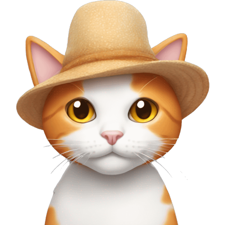 Orange and white cat in octopus hat emoji