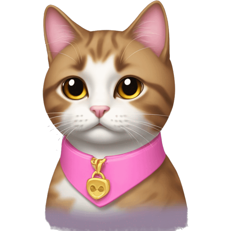 Gato persa con collar rosa emoji