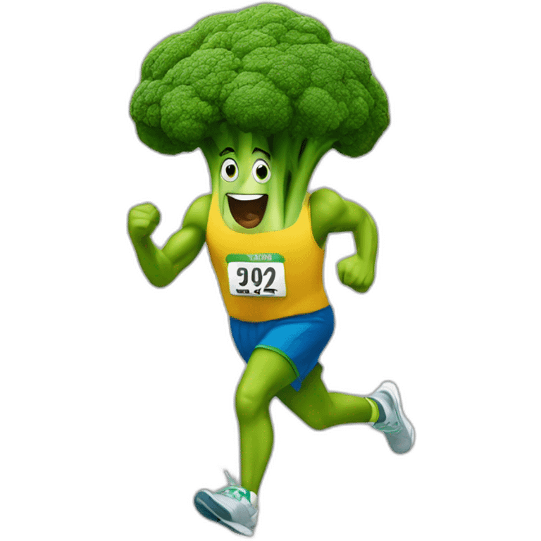 Broccoli cartoon running a marathon emoji