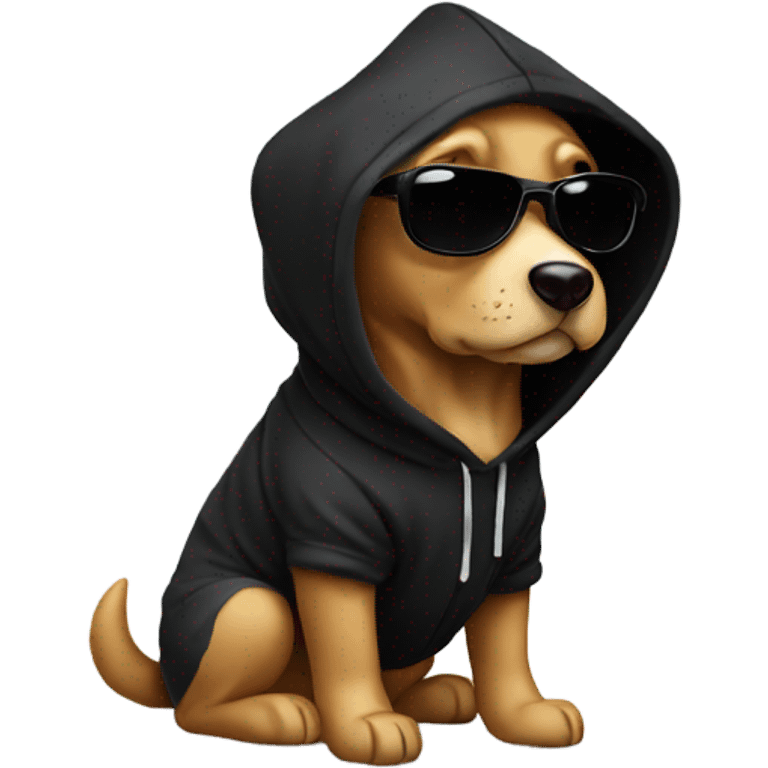 Dog with black hoodie and sunglasses  emoji